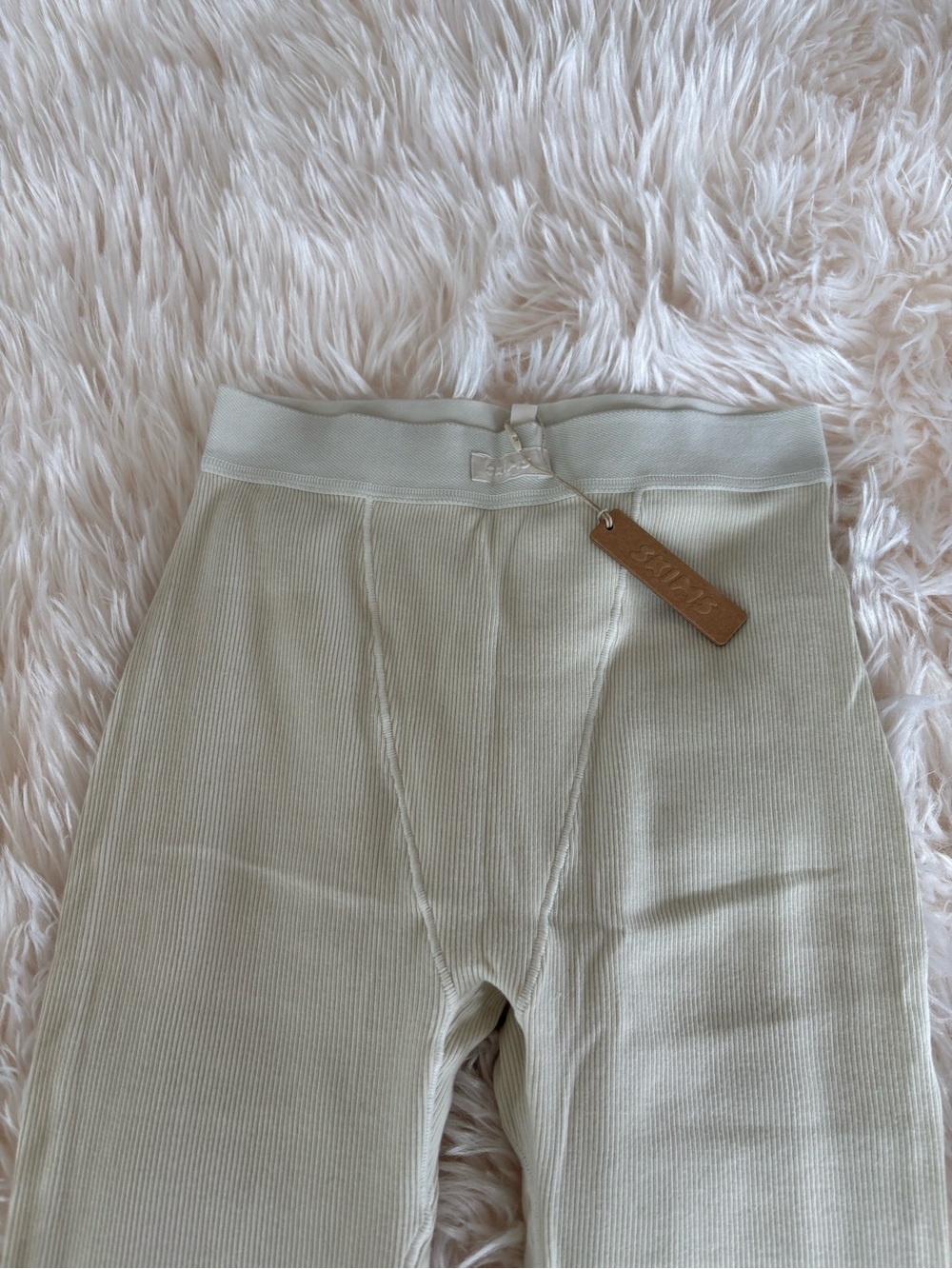 SKIMS Ribbed High-Waist Long Leggings in Light Sage